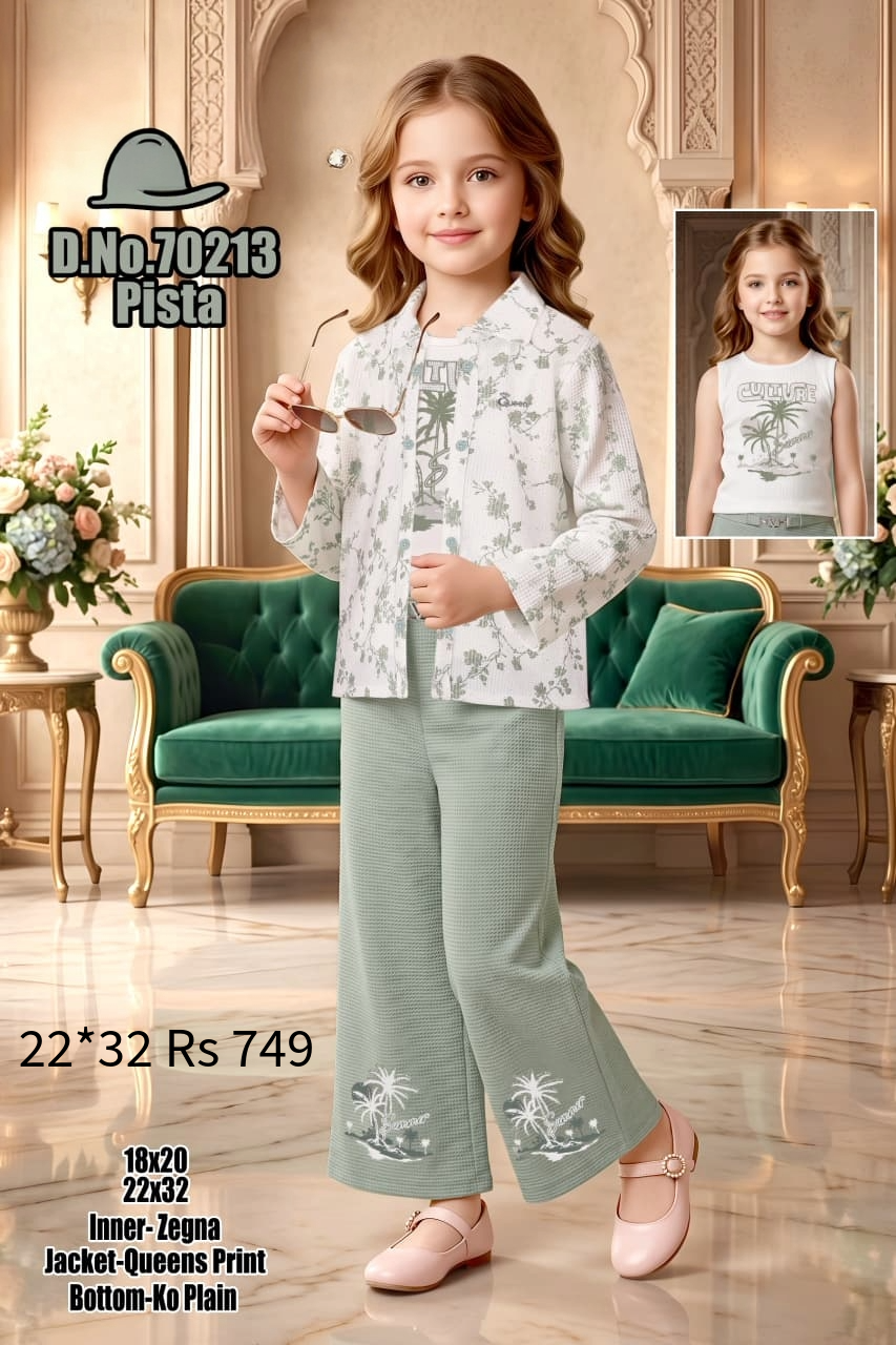 Girls Designer Floral Shirt with Wide-Leg Palazzo
